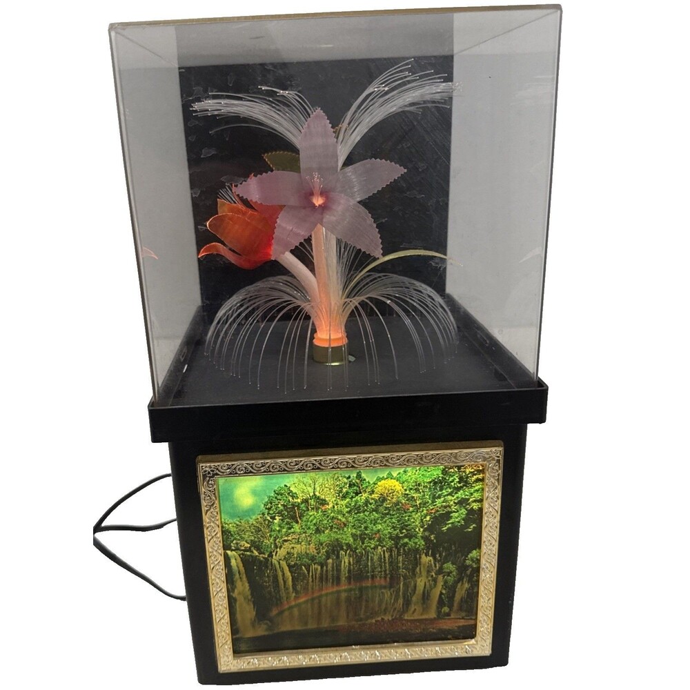 VTG Fiber Optic Flower Rotating Color Changing Lamp Waterfall Light Decor